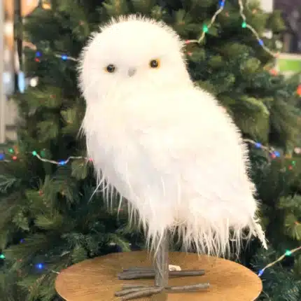 Furry long hair owl with smooth head Christmas decoration product image