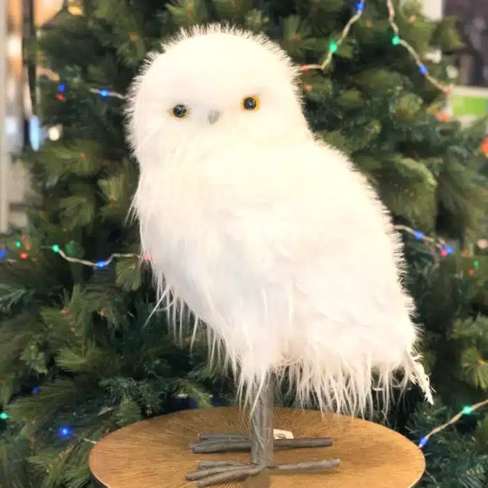 Furry long hair owl with smooth head Christmas decoration product image