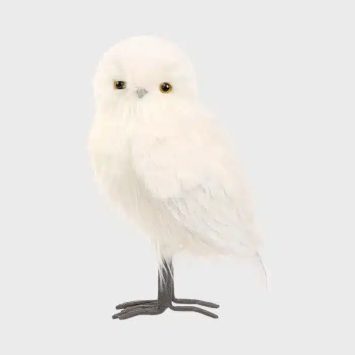 Furry long hair owl with smooth head Christmas decoration product view