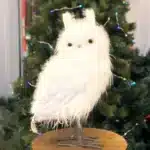 Furry long hair owl with pointed ears indoor Christmas decoration product image