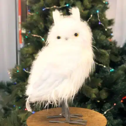 Furry long hair owl with pointed ears indoor Christmas decoration product image