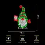 Green Santa gnome with gift 2D Christmas decoration size and features