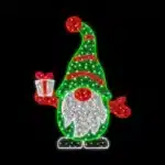 Green Santa gnome with gift 2D Christmas decoration for outdoor use