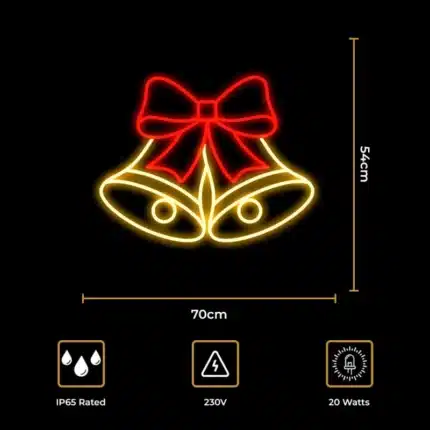 LED bells & bow 2D Christmas decoration size and features