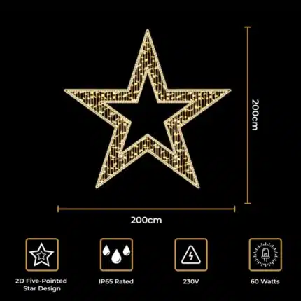 LED Christmas star motif 2D decoration size and features