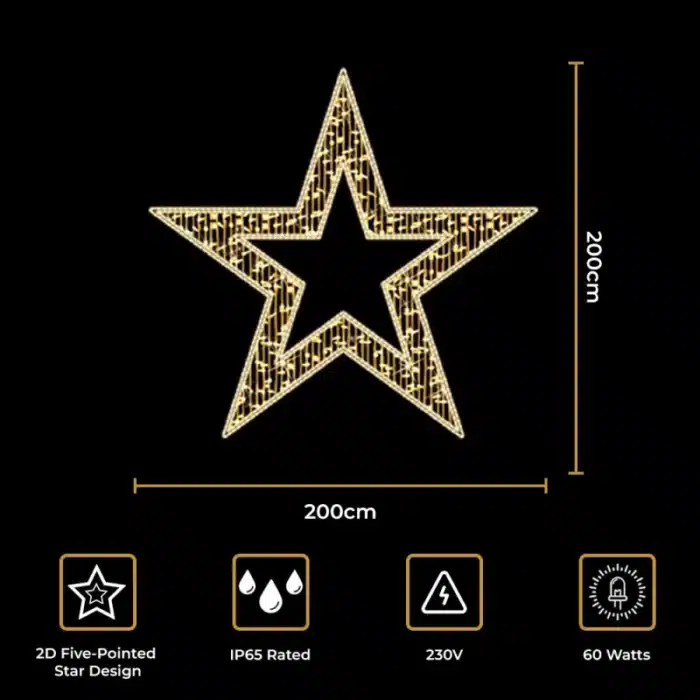 LED Christmas star motif 2D decoration size and features