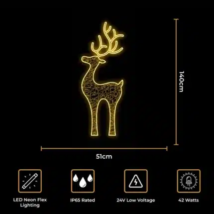 LED reindeer 2D Christmas decoration 140cm size and features