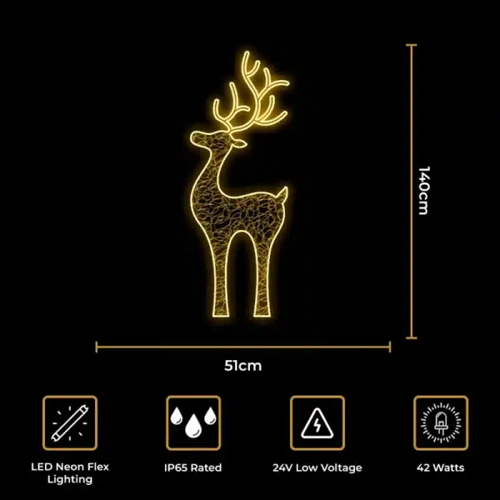 LED reindeer 2D Christmas decoration 140cm size and features