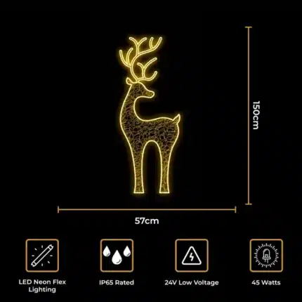 LED reindeer 2D Christmas decoration 150cm tall size and dimensions
