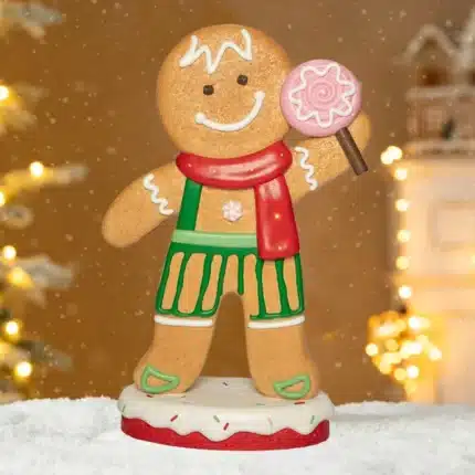 Large battery operated LED fibreglass gingerbread boy Christmas decoration