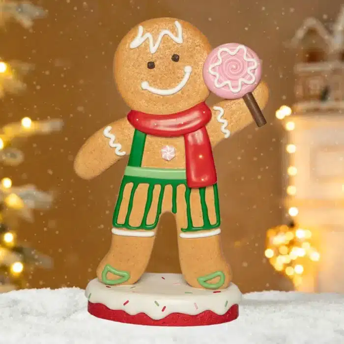 Large battery operated LED fibreglass gingerbread boy Christmas decoration