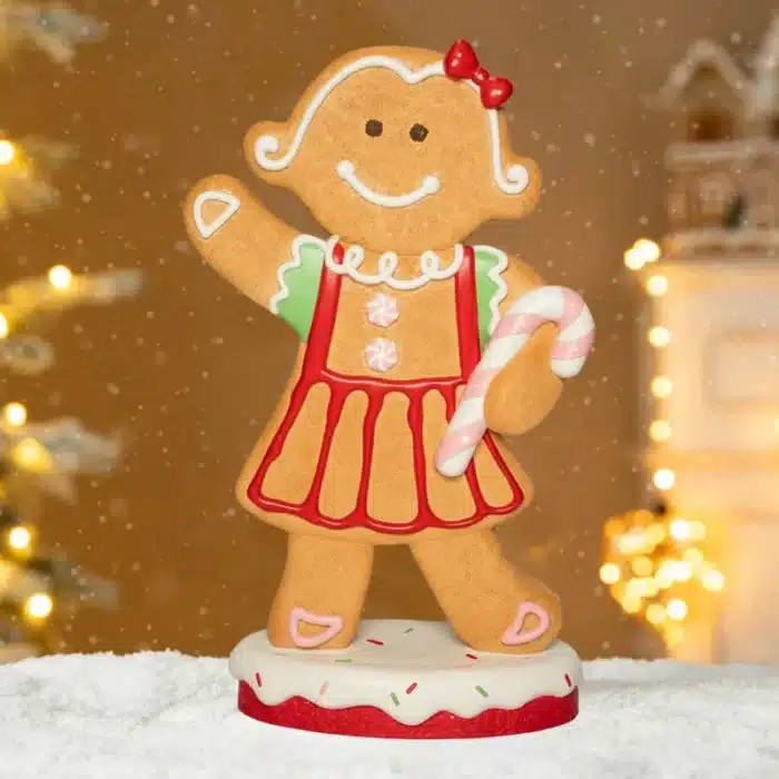 Large battery operated LED fibreglass gingerbread girl Christmas decoration