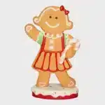 Large battery operated LED fibreglass gingerbread girl with candy cane Christmas decoration