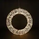 Pre-lit gold frame Christmas wreath 60cm diameter with 3000 warm white LEDs