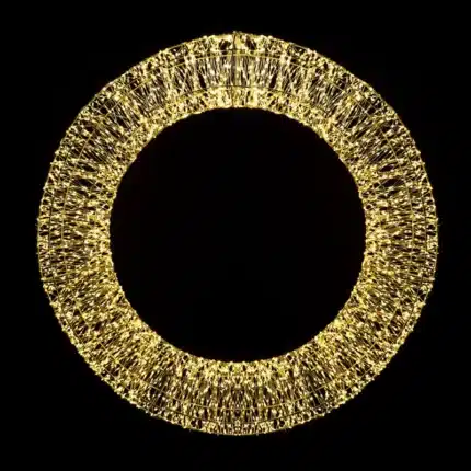 Pre-lit gold frame Christmas wreath 120cm diameter with 9000 warm white LEDs