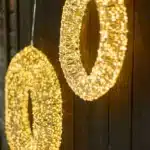 Pre-lit gold frame Christmas wreath 90cm diameter outside view