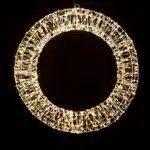 Pre-lit gold frame Christmas wreath 90cm diameter with 6000 warm white LEDs