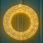 Pre-lit gold frame Christmas wreath 120cm diameter outdoor display