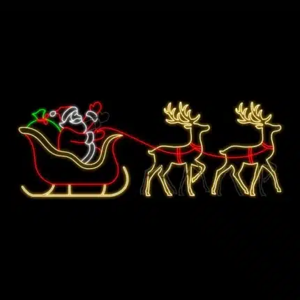 Santa sleigh with reindeers 2D Christmas decoration for outdoor use