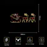 Santa sleigh with reindeers 2D Christmas decoration size and features