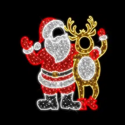 Santa with Rudolph 2D Christmas decoration selfie feature for outdoor use