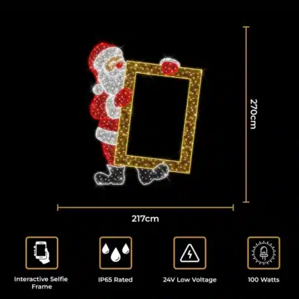 Santa with selfie frame 2D Christmas decoration feature size and features