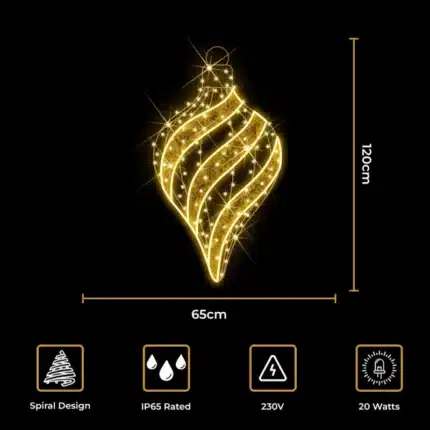 Warm white Christmas bauble 2D decoration size and features
