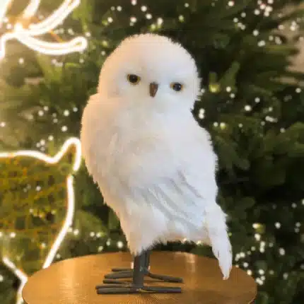 Winter furry owl with smooth head Christmas decoration gallery image