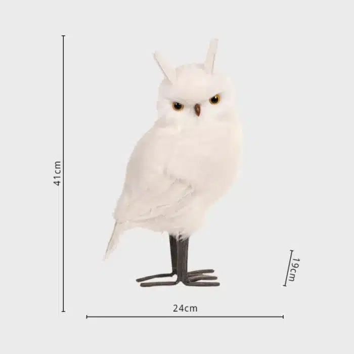 Winter furry owl with pointed ears Christmas decoration dimensions