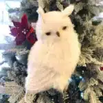 Winter furry owl with pointed ears Christmas decoration tree display