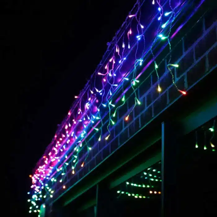 Twinkly Plus RGB and warm white 250 pixel LED icicle lights app controlled Christmas lights