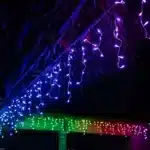 Twinkly Plus RGB and warm white 250 pixel LED icicle lights outdoor display