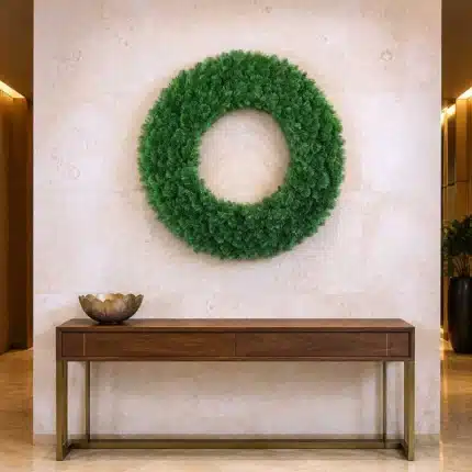 Alaskan non lit pine Christmas wreath 90cm displayed on wall