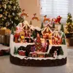 Animated candy house Christmas village with train display