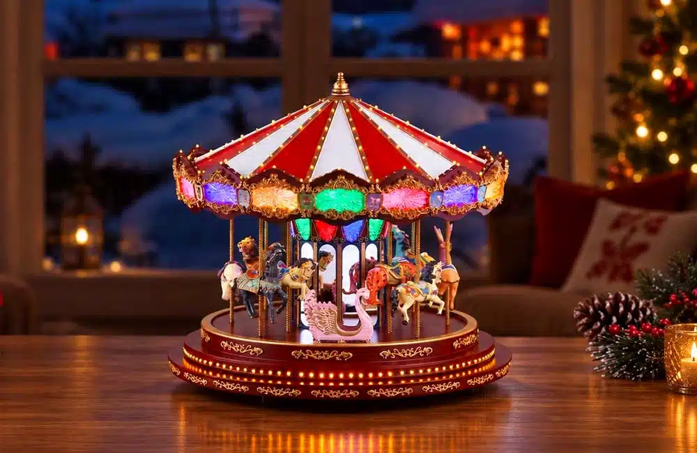 Animated Christmas carousel tabletop decoration