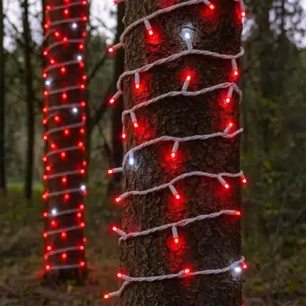 Connectable red with ice white flash white cable Christmas lights IP65 rated