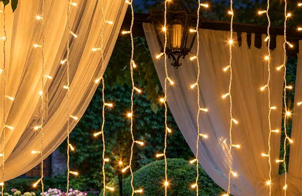 Warm white LED curtain lights