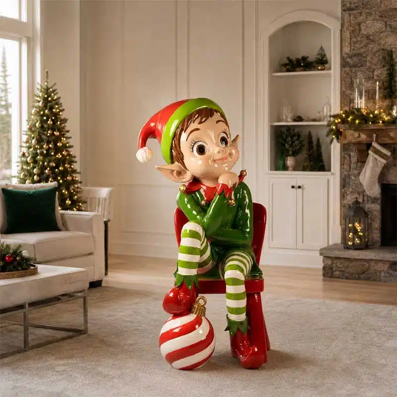 Elf-Sitting-on-Chair-Christmas-Decoration-Indoor-Display Elf sitting on chair Christmas decoration indoor display