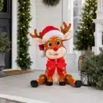 Funny sitting reindeer Christmas decoration entrance display