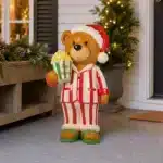 LED bear with tub of popcorn Christmas decoration indoor display