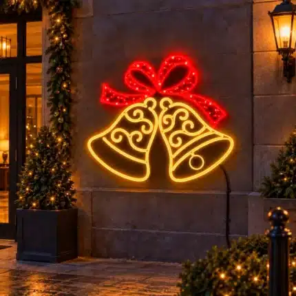 LED bells with ribbon 2D Christmas decoration wall display