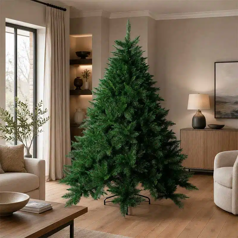 New-Hampshire-Fir-artificial-Christmas-tree-2.1m-in-living-room New Hampshire fir artificial Christmas tree 2.1m in living room