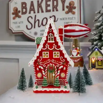 Tall gingerbread house Christmas table top decoration display