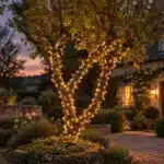 Warm white with warm white flash connectable Christmas lights white cable tree display