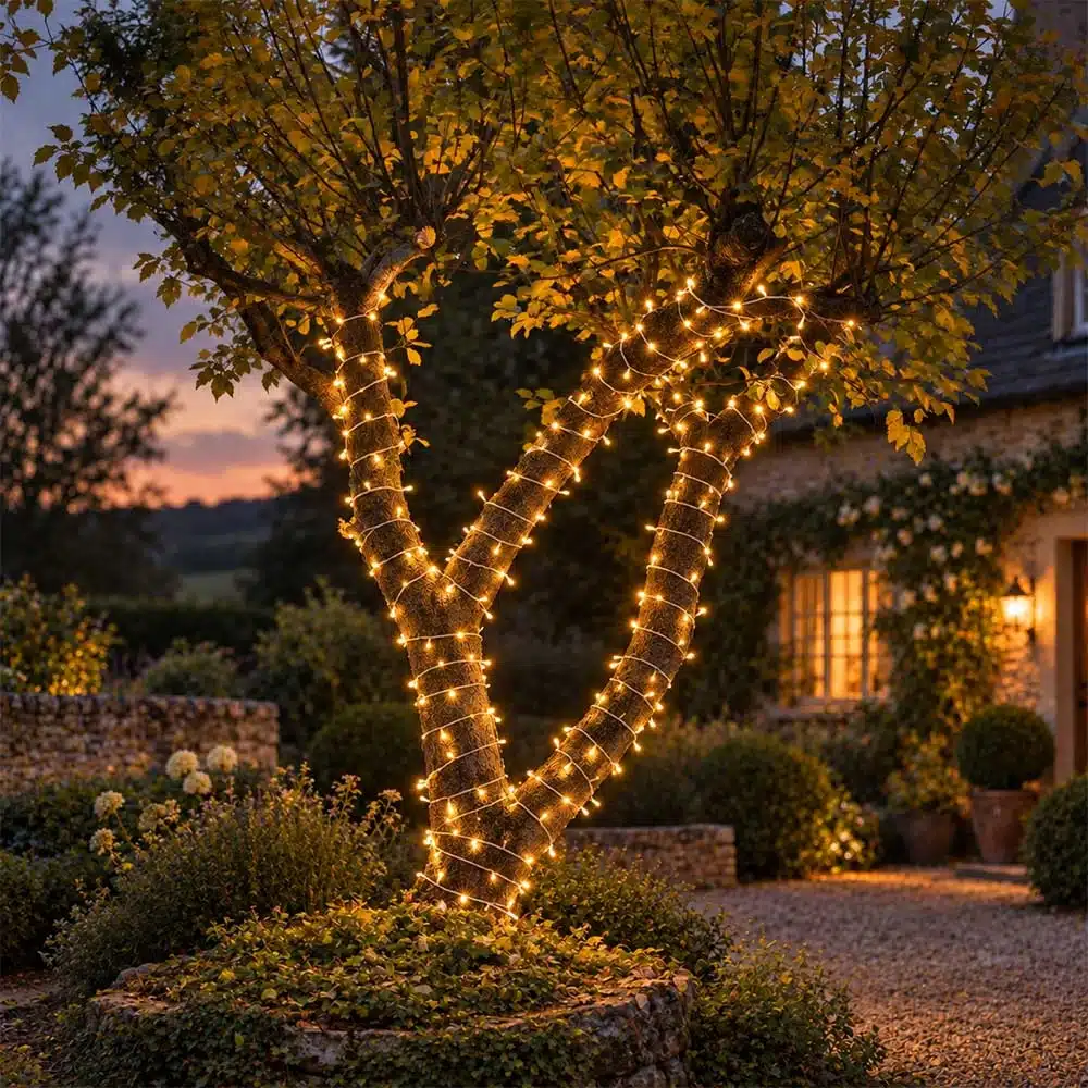 Warm-White-With-Warm-White-Flash-Connectable-Christmas-Lights-White-Cable-Tree-Display Warm white with warm white flash connectable Christmas lights white cable tree display